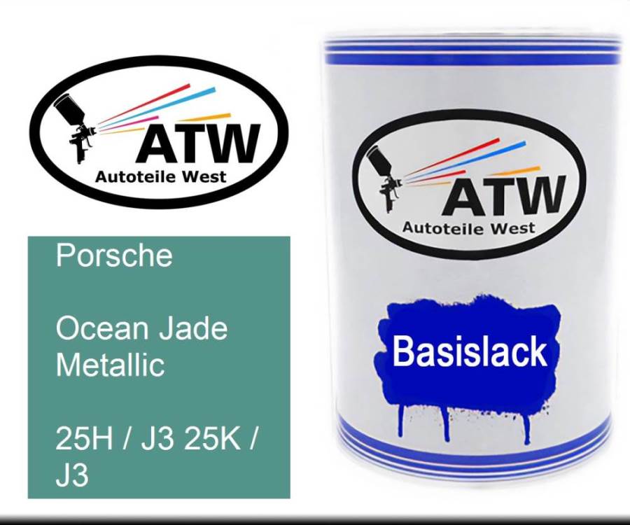 Porsche, Ocean Jade Metallic, 25H / J3 25K / J3: 500ml Lackdose, von ATW Autoteile West.